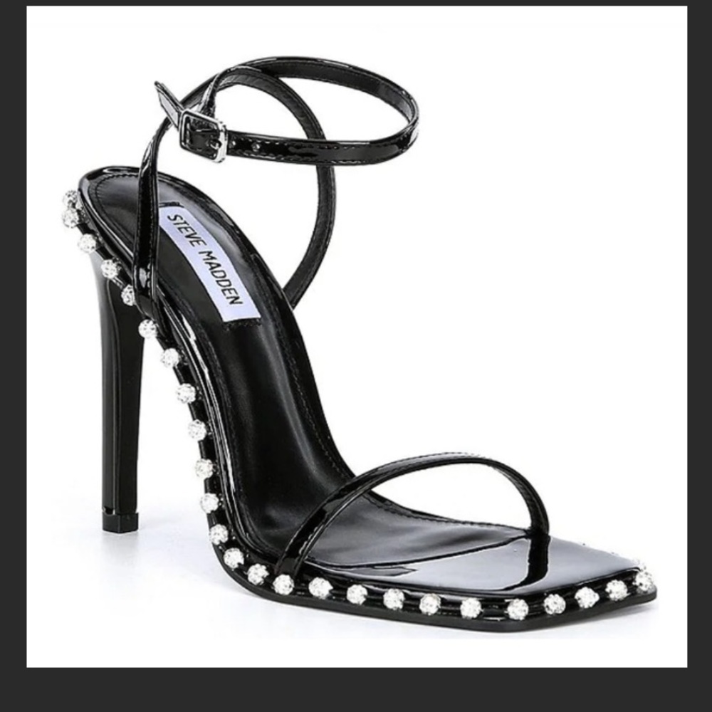 Steve Madden Black Heels with Silver Accents